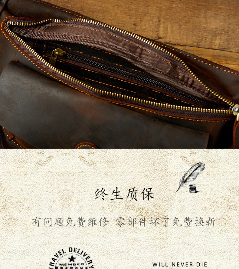 Men's Bust Bag Handmade Cowhide Genuine Leather Unique Waist Pouch Retro Casual Fashion Men's Crossbody Bag Shoulder Bag 