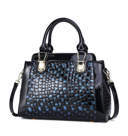 Leopard print genuine leather women's bag top cowhide large capacity retro bag shoulder bag simple high quality handbag.bag