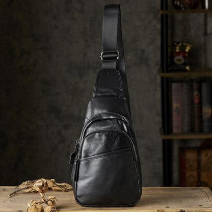 Men's Bust Bag Handmade Cowhide Genuine Leather Fashion Commuter Crossbody Bag for Men 