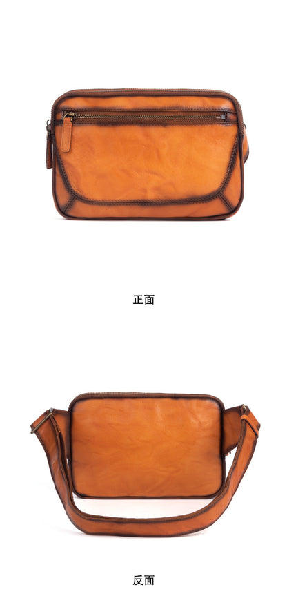 Men's Shoulder Bag Genuine Cowhide Leather Retro Crossbody Bag for Men 