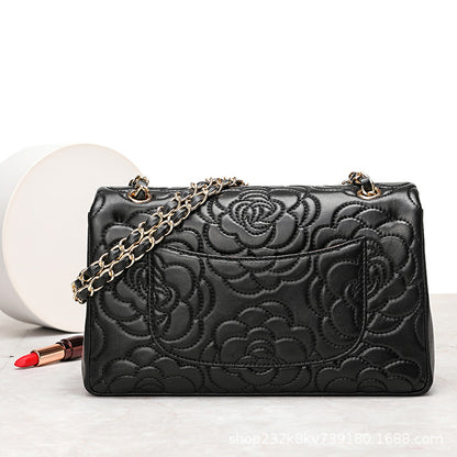 Sheep leather women's bag floral pattern chain bag genuine leather fashion shoulder bag that goes with anything. Pochette