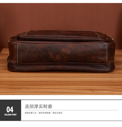 Men's Handbag Briefcase Cowhide Genuine Leather Retro Business Men Computer Bag 