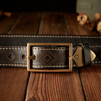 Men's Belt Cowhide Genuine Leather Vintage Handmade Double Sided Dual-use Needle Buckle Work Wear Jeans Fashion Belt for Men 