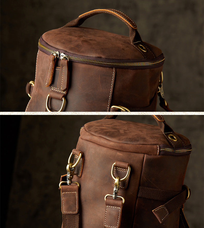 Men's Rucksack Genuine Cowhide Leather Handmade Crazy Horse Original Retro Large Capacity Travel Bag 