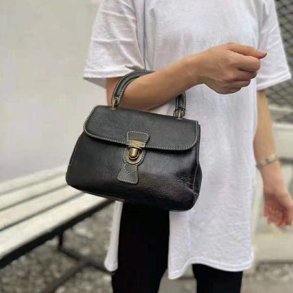 Ladies bag handbag genuine leather handmade retro cowhide shoulder bag that goes with anything simple handbag.bag 