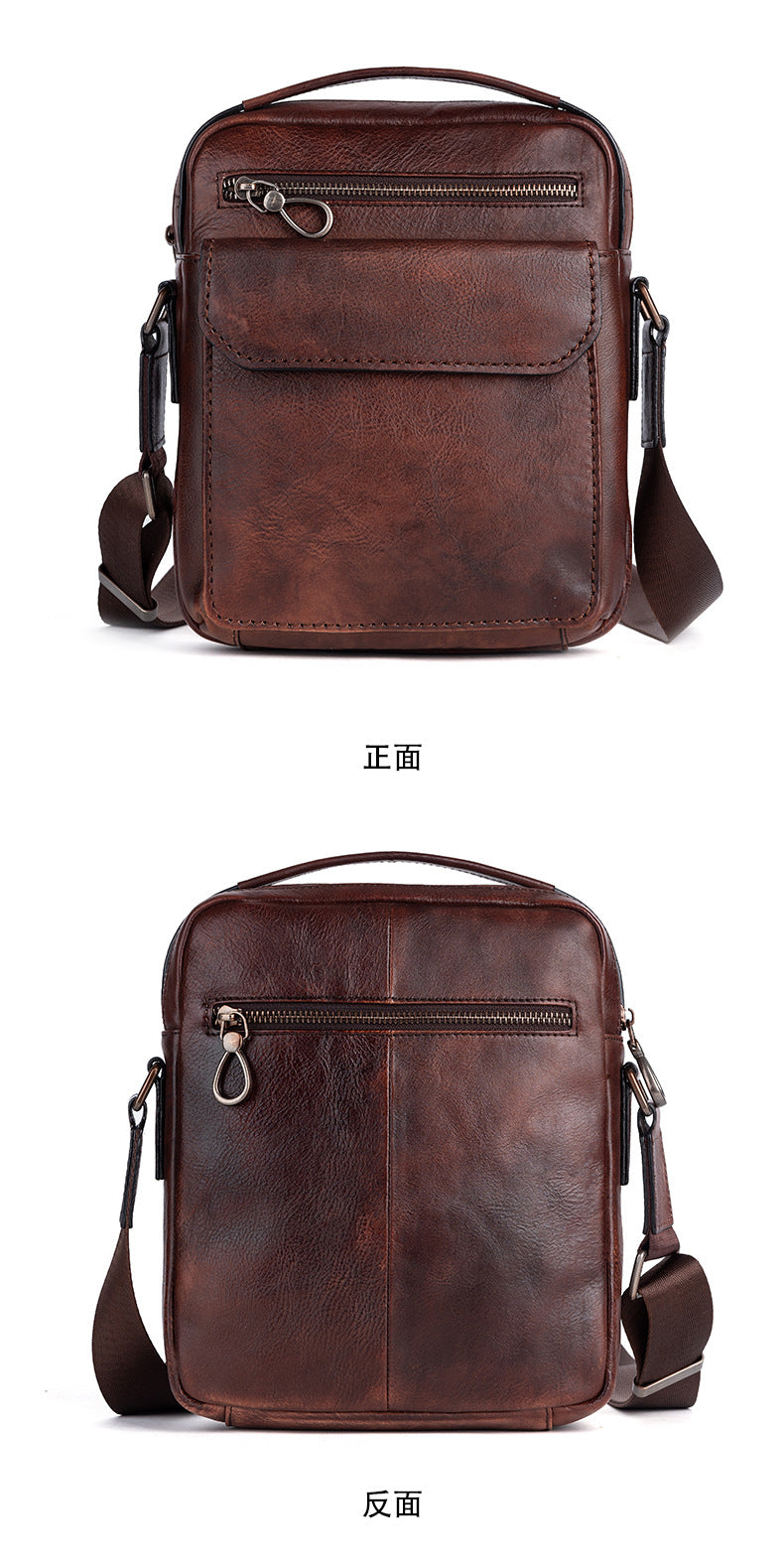 Men's Shoulder Bag Genuine Cowhide Leather Retro Casual Men's Crossbody Bag Handbag 