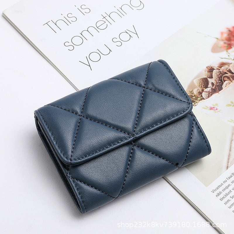 Women's Wallet Sheep Leather Coin Purse Check Women Wallet Mini Clutch Bag High Quality Wallet