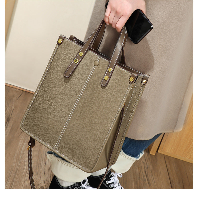 Women's handbag shoulder bag fashionable bucket bag large capacity tote bag genuine leather handbag.bag