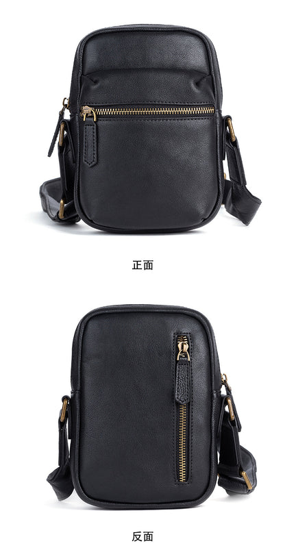 Men's Shoulder Bag Genuine Cowhide Leather Retro Casual Crossbody Bag for Men 