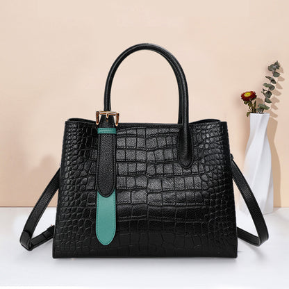 Genuine leather women's handbag crocodile pattern large capacity fashion atmospheric single shoulder bag big bag temperament handbag.bag