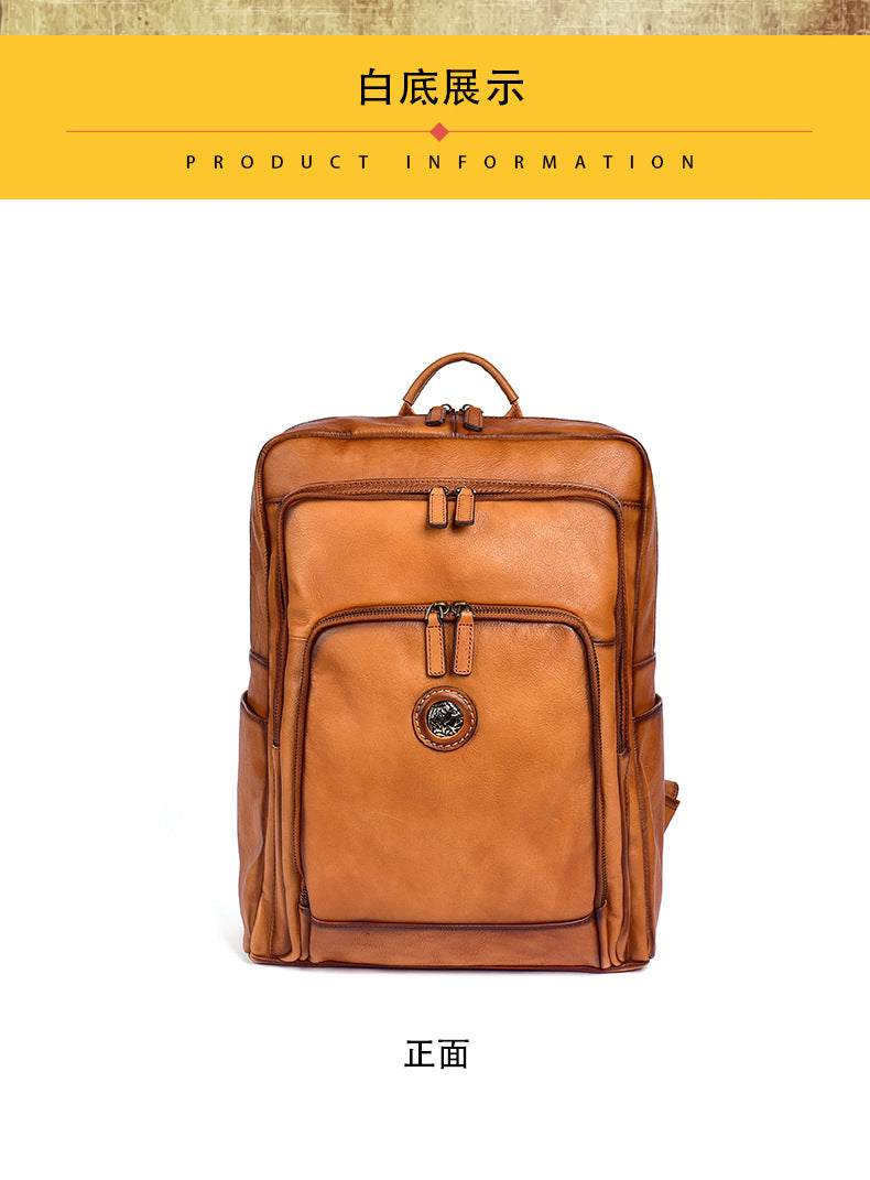 Men's backpack cowhide genuine leather fashion unique travel bag 