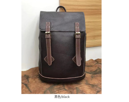 Men's backpack genuine cowhide leather commuting casual fashion large capacity travel bag for men 