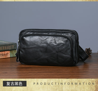 Men's Crossbody Bag Cowhide Genuine Leather Retro Casual Versatile Male Shoulder Bag Clutch Bag 