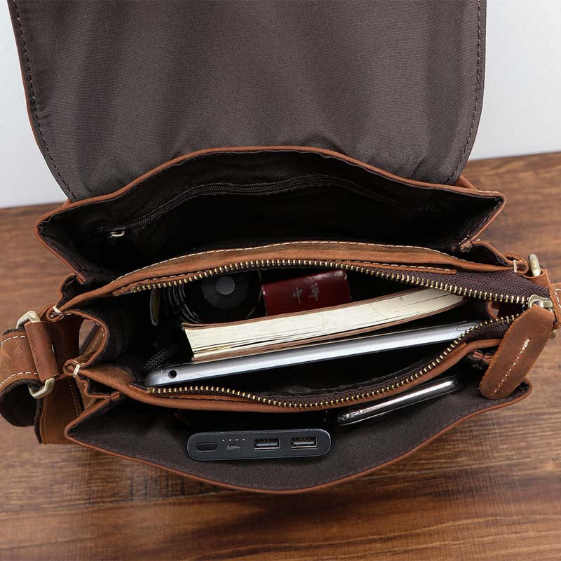 Men's Briefcase Cowhide Genuine Leather Retro Business Men Computer Bag 