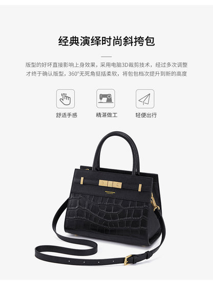 Ladies bag large capacity crocodile pattern genuine leather handbag fashion shoulder bag elegant handbag.bag