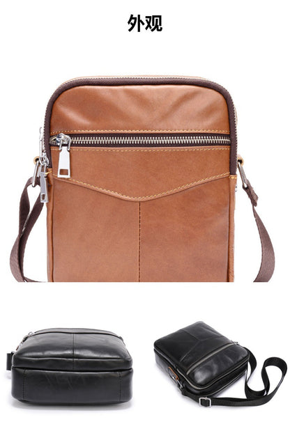 Men's Shoulder Bag Genuine Cowhide Leather Wear-resistant Casual Fashion Multifunctional Crossbody Bag for Men 