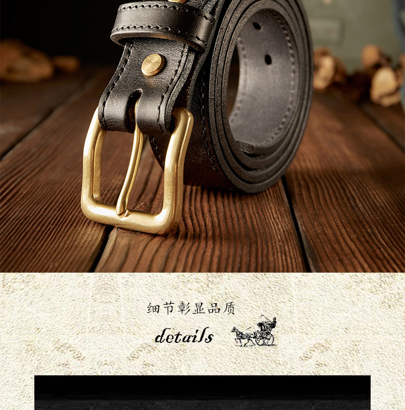 Men's Belt Handmade Cowhide Genuine Leather Needle Buckle Retro Casual Korean Fashion Men's Belt