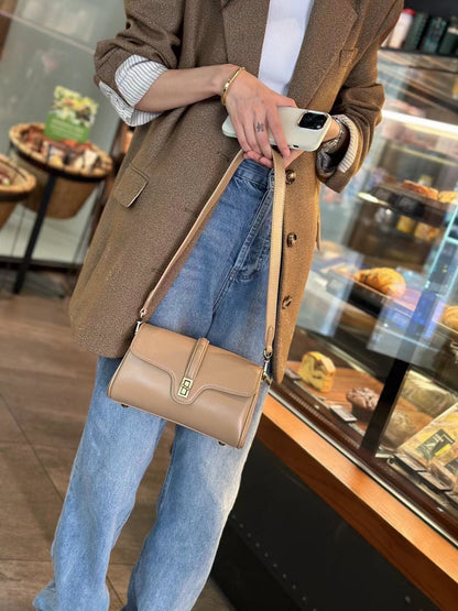 Ladies Crossbody Bag Same Style Cowhide Fashion Retro Messenger Bag Underarm Bag Shoulder Bag.Pochette