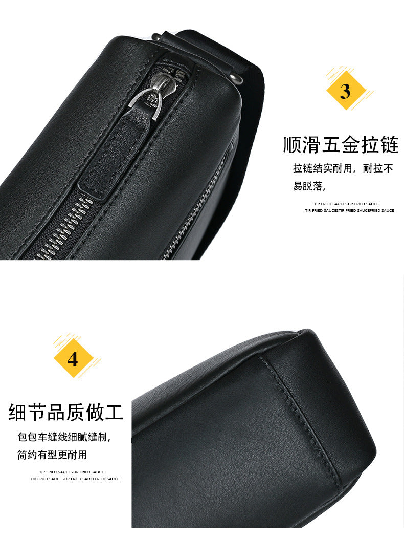 Men's Shoulder Bag Genuine Cowhide Leather Casual Business Crossbody Bag for Men 