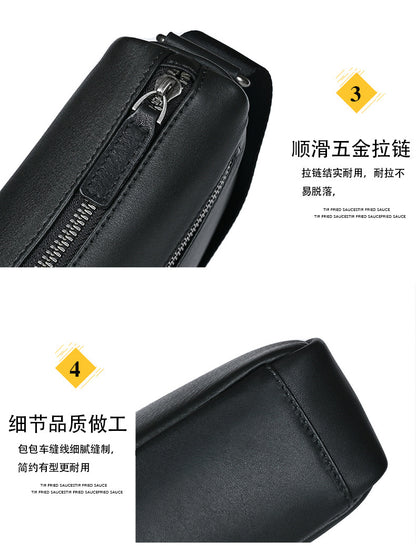 Men's Shoulder Bag Genuine Cowhide Leather Casual Business Crossbody Bag for Men 