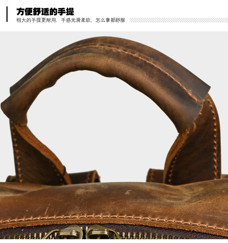 Men's backpack made of cowhide genuine leather large capacity retro casual men's business trip bag computer bag 