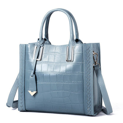 Women's bag Crocodile pattern woven handbag Genuine leather big bag trend Elegant shoulder bag Temperament handbag.bag