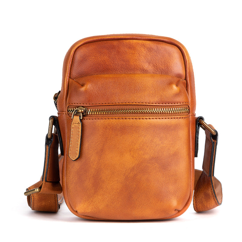 Men's Shoulder Bag Genuine Cowhide Leather Retro Casual Crossbody Bag for Men 