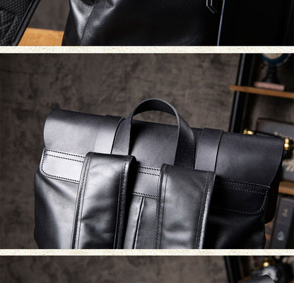 Men's backpack handmade cowhide genuine leather high quality large capacity casual business computer bag fashion men travel bag 