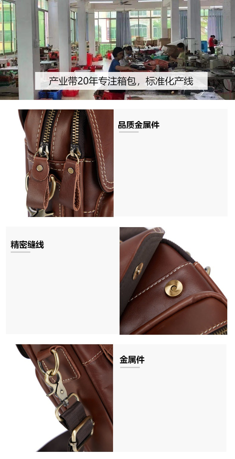 Men's Shoulder Bag Cowhide Genuine Leather Handbag Soft Leather Casual Simple Crossbody Bag for Men 