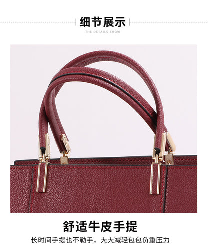 Women's bag Genuine leather handbag Large capacity leather tote bag Temperament shoulder bag Commuting Handbag that goes with anything. Bag