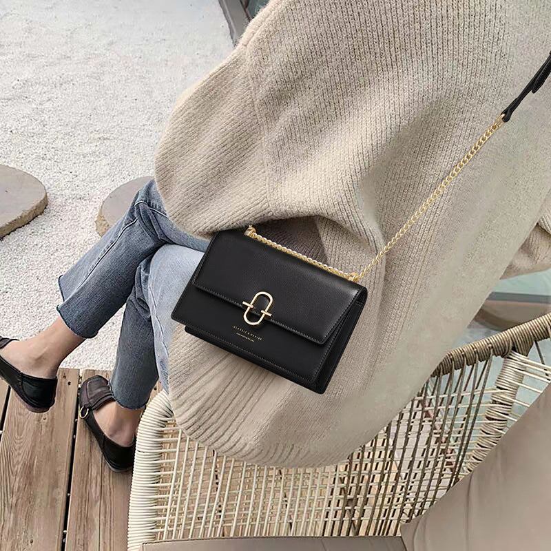 Women's bags Crossbody bags Chain bags Genuine leather square bags Fashion Shoulder bags that go with anything. Pochette