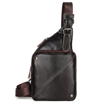 Men's Bust Bag Cowhide Sports Crossbody Bag Men's Shoulder Bag 