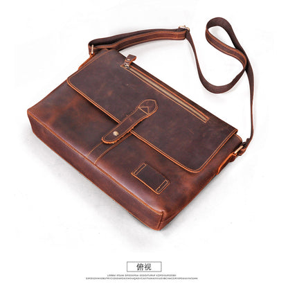 Men's Crossbody Bag Cowhide Genuine Leather Retro Men's Shoulder Bag 