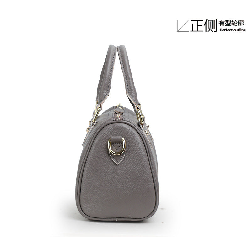 Cowhide women's bag handbag fashion Boston bag shoulder bag simple retro handbag.bag