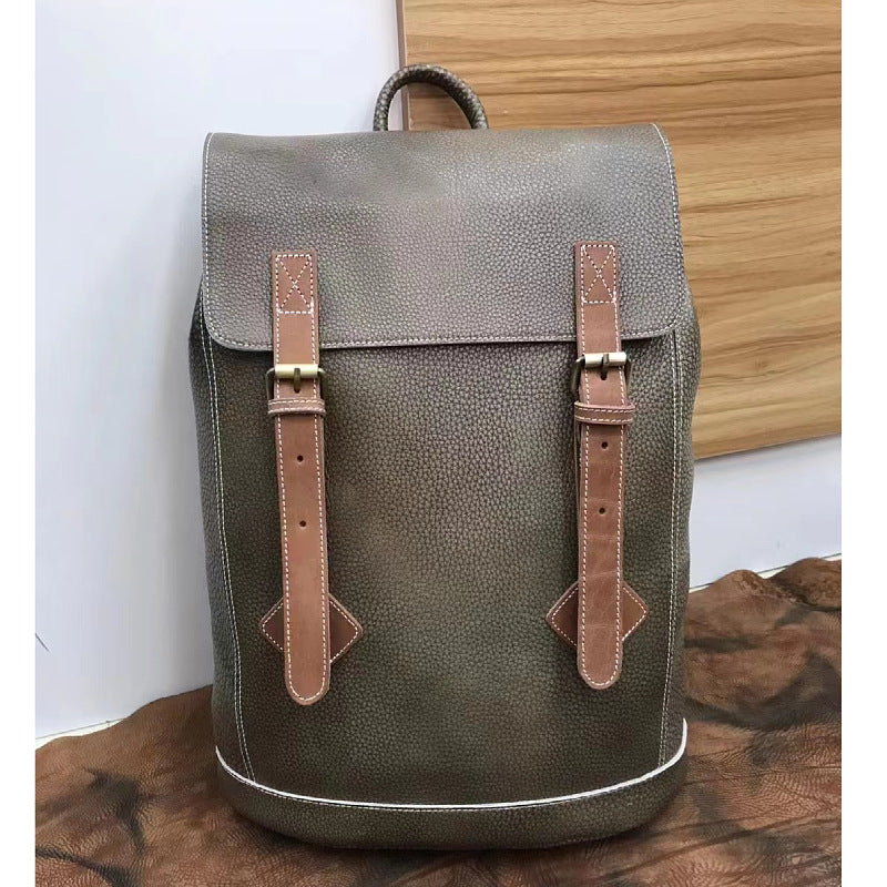 Men's backpack genuine cowhide leather commuting casual fashion large capacity travel bag for men 