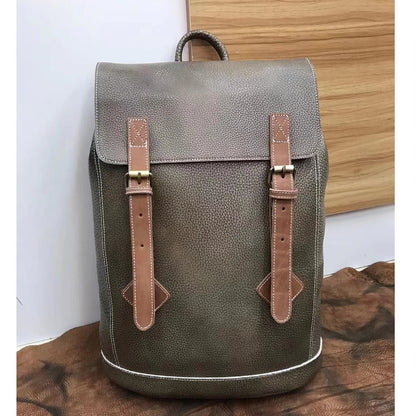 Men's backpack genuine cowhide leather commuting casual fashion large capacity travel bag for men 