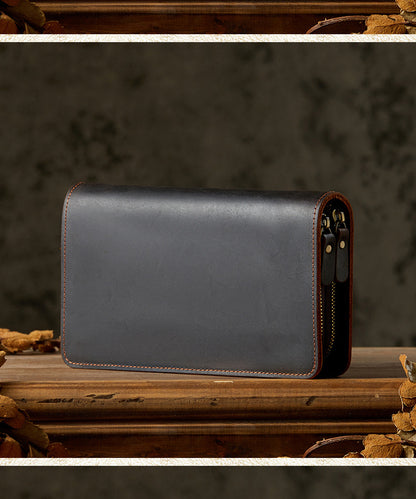 Men's Wallet Handcrafted Genuine Cowhide Leather Quality Crazy Horse Double Zipper Clutch Bag Casual Men's Wallet 