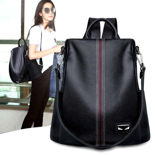 Genuine Leather Women's Bag Fashion Casual Cowhide Boston Bag Retro Large Capacity Rucksack