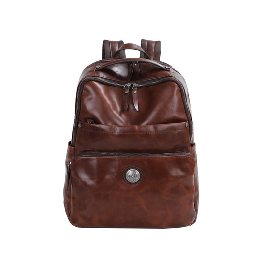 Men's backpack cowhide genuine leather fashion business trip business men's computer bag 