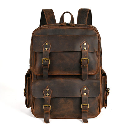 Men's backpack Cowhide genuine leather large capacity outdoor casual men's travel bag computer bag 