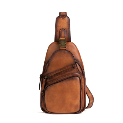 Men's bust bag Genuine cowhide leather retro crossbody bag for men 