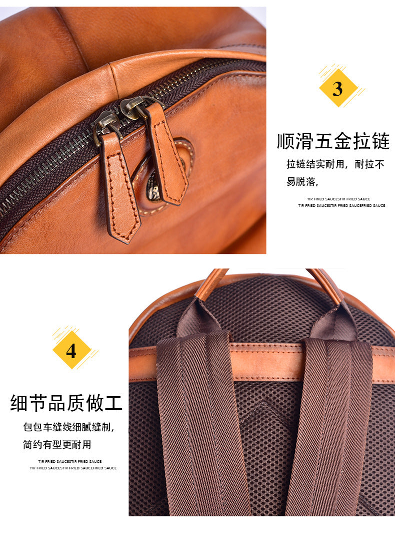 Men's backpack cowhide genuine leather fashion unique unisex travel bag 