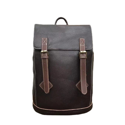 Men's backpack genuine cowhide leather commuting casual fashion large capacity travel bag for men 