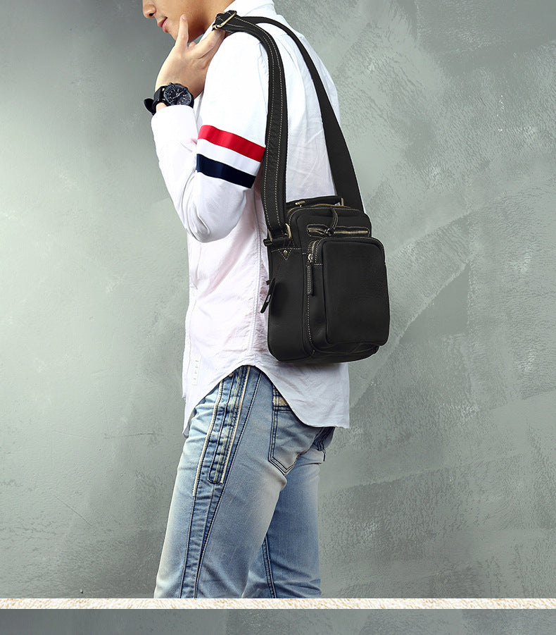 Men's Shoulder Bag Handmade Original Cowhide Genuine Leather Casual Korean Fashion Men's Crossbody Bag Handbag 