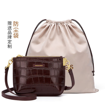 Women's bag Genuine leather crocodile pattern fashion seashell bag Crossbody mini design shoulder bag. Pochette