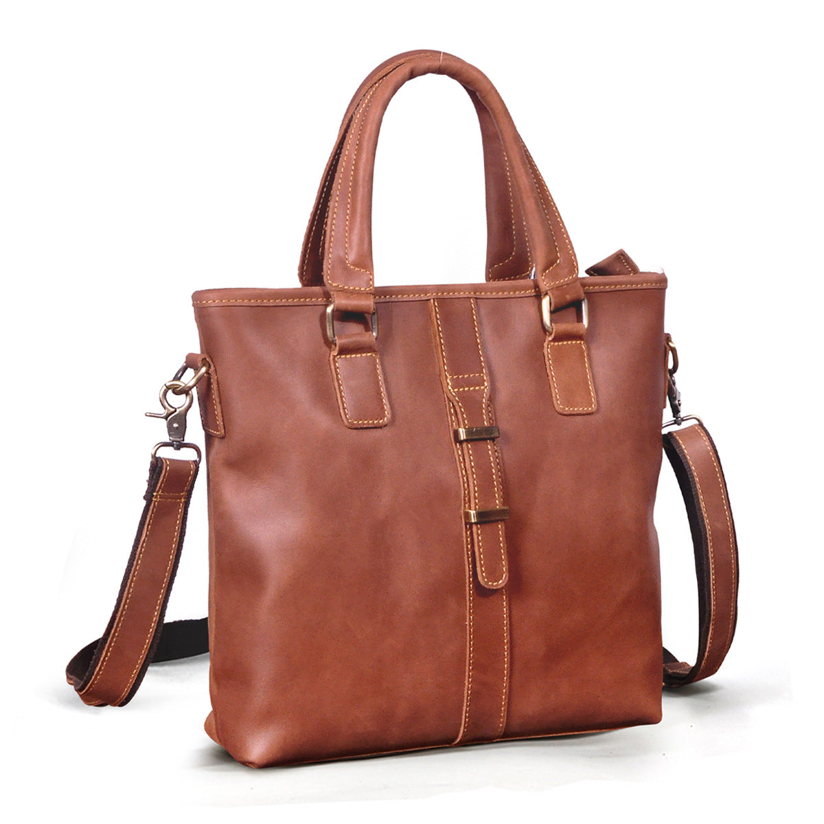 Men's Briefcase Shoulder Bag Retro Business Handbag Cowhide Genuine Leather Men Computer Bag 