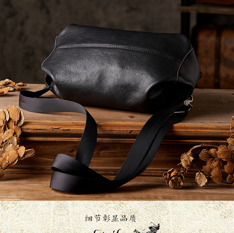 Men's Shoulder Bag Made of Genuine Cowskin Leather Original Handmade Casual Fashion Crossbody Bag 