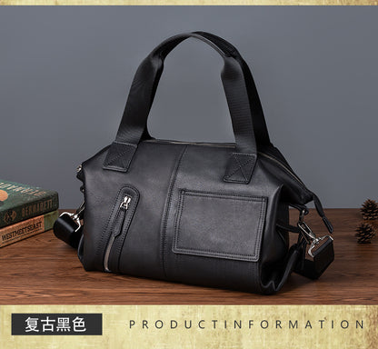 Men's Handbag Genuine Cowhide Leather Retro Casual Men Bag 