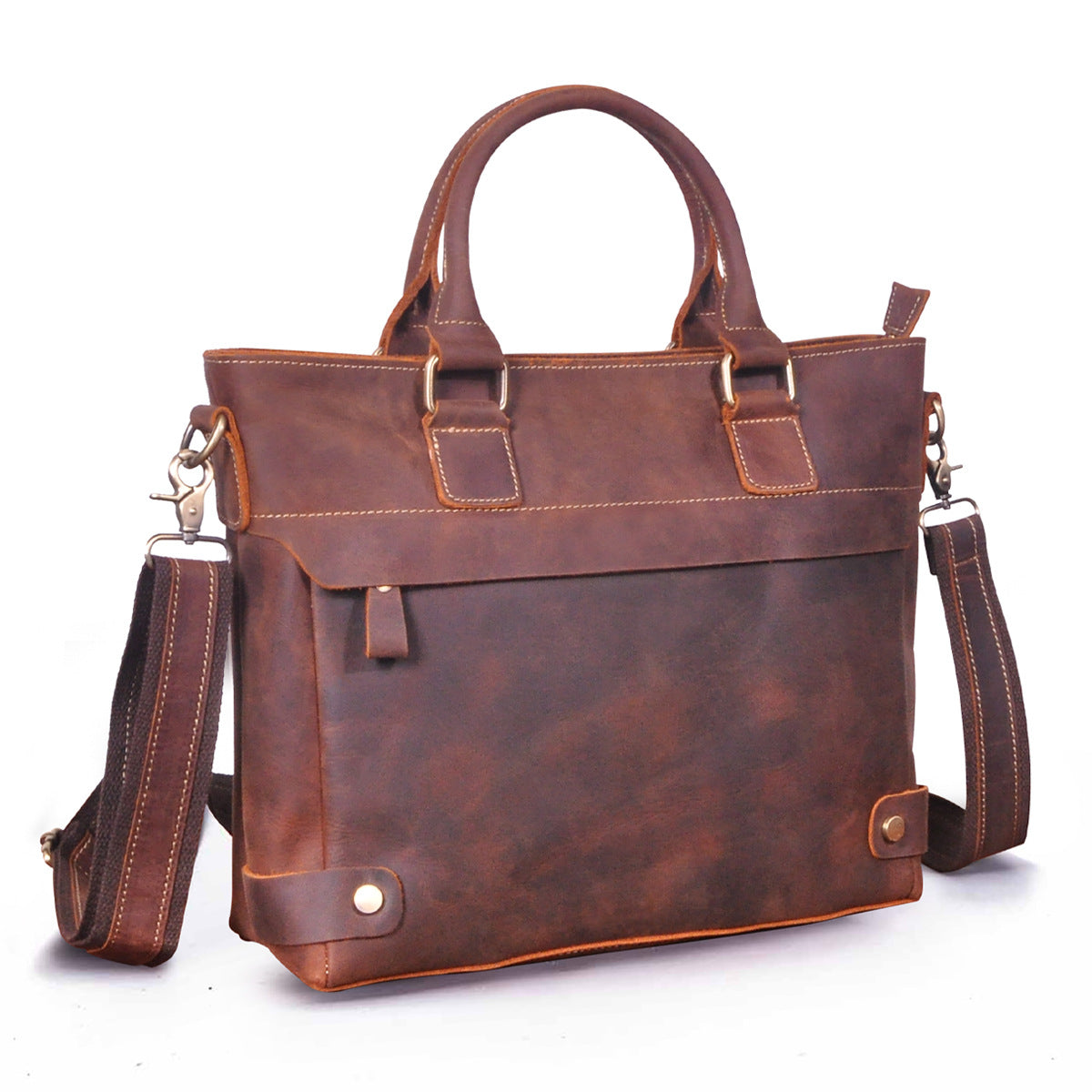 Men's Briefcase Handbag Cowhide Genuine Leather Retro Business Men Computer Bag 