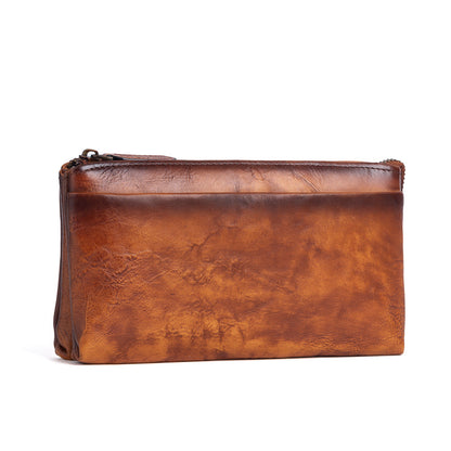 Men's Clutch Bag Genuine Cowhide Leather Retro Casual Men's Bag 